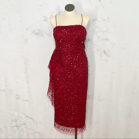 Adrianna Papell Dresses & Skirts - NWT Adrianna Papell Red Sequin Column Midi Gown 14